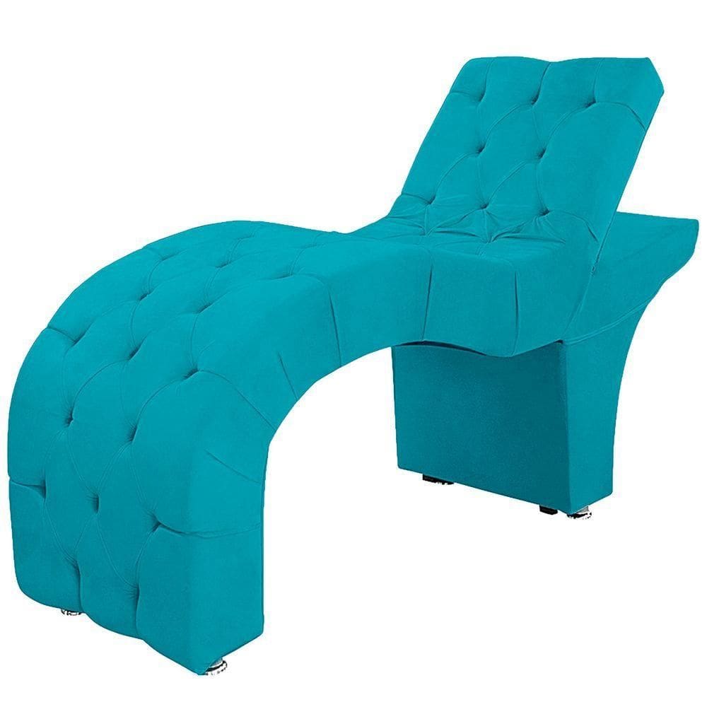 Maca Estofada Capitone Reclinável Julia Para Estetica Facial Sombrancelha E Cílios Suede Cor Azul Claro
