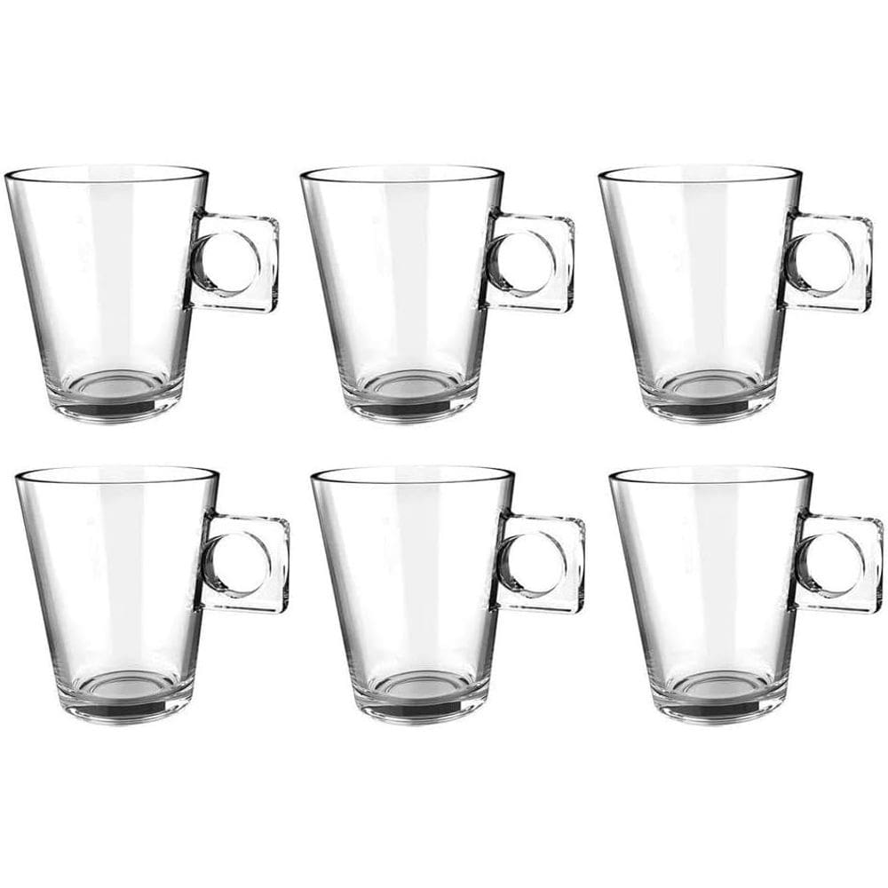 Jogo de 6 xícaras Plain Coffee Time em vidro 80ml Dynasty