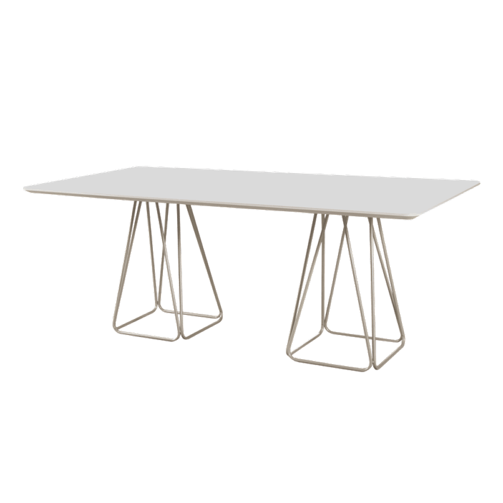 Mesa de Jantar com Vidro Base em Aço - Milão - CM Decor
