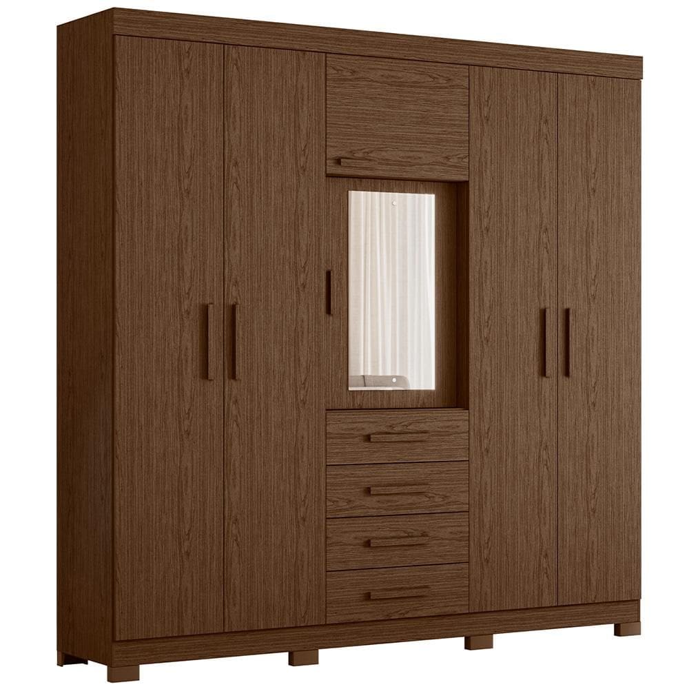 Guarda Roupa Virtus Casal Quarto Com 6 Portas e 4 Gavetas