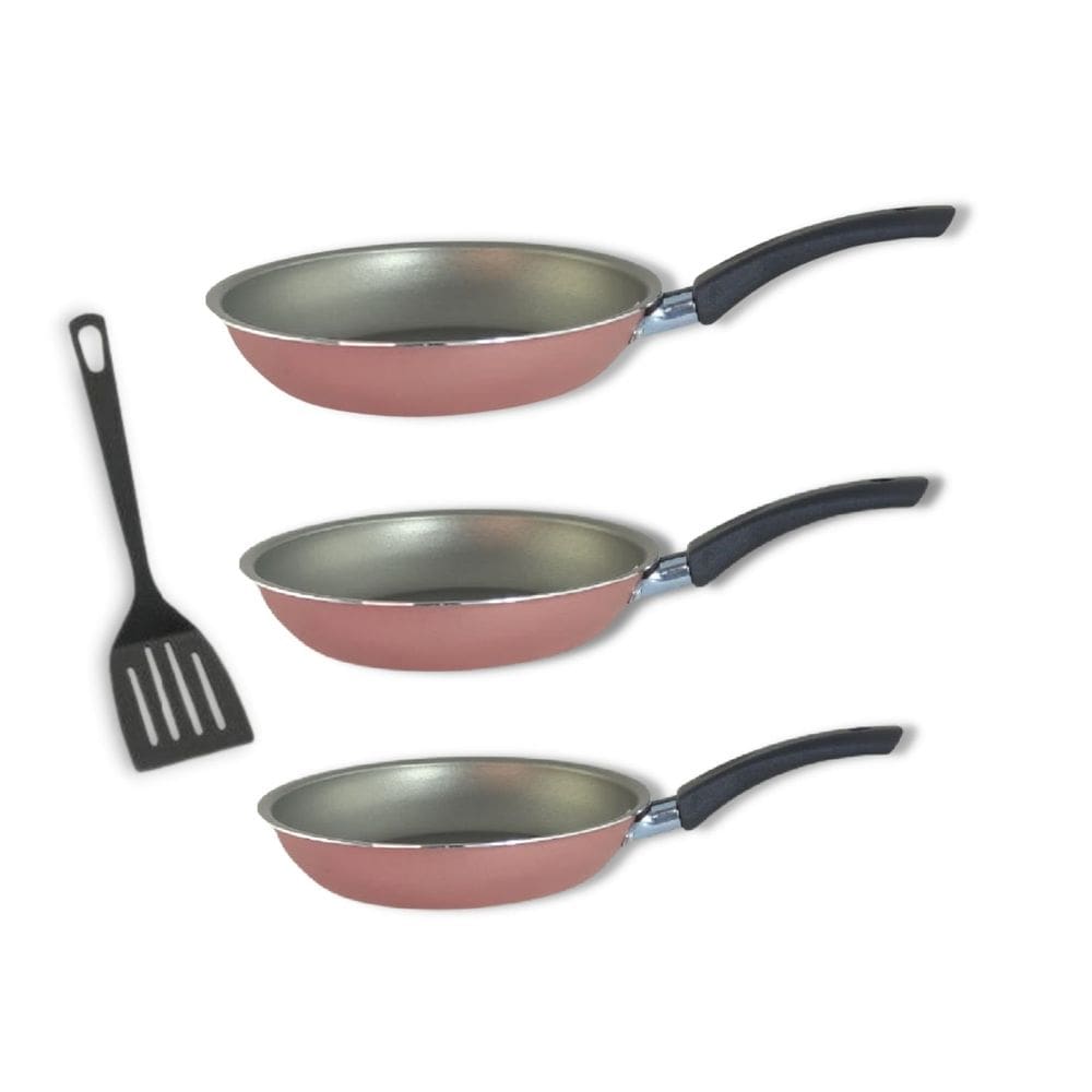 Kit 3 Frigideira Grossa Antiaderente Teflon Espátula