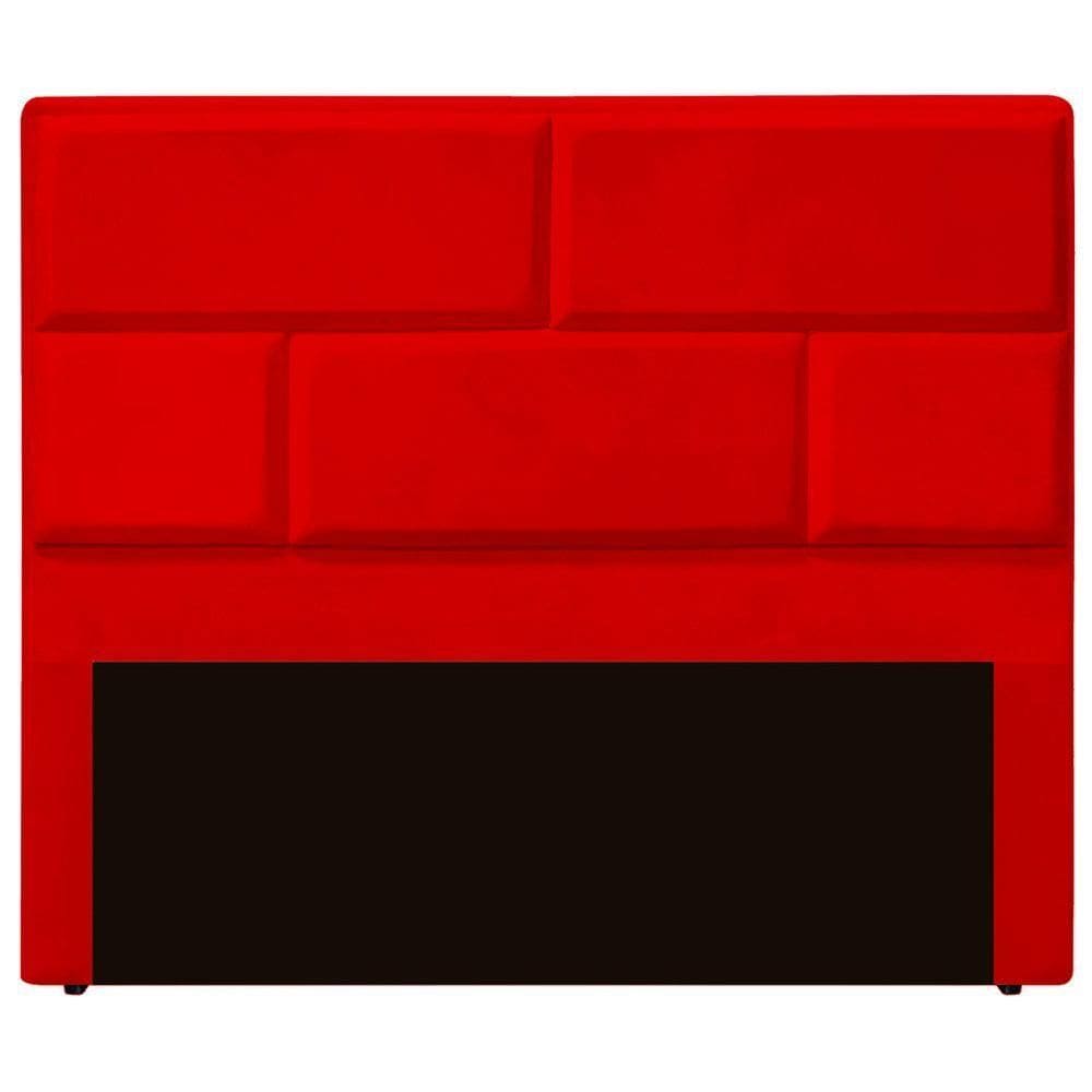 Cabeceira Casal Estofada Para Cama Box Jade Veludo Cor Vermelho