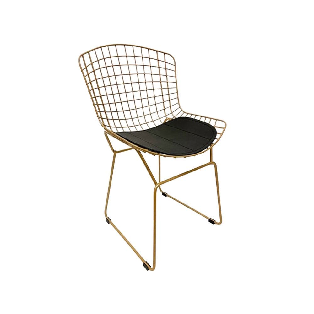 Cadeira para Cozinha Bertoia tradicional cor Dourado fosco assento preto - Poltronas do Sul