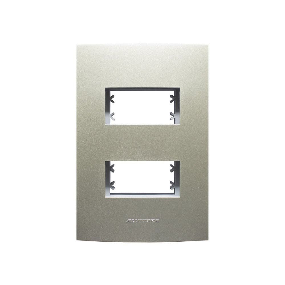 Placa 4X2 com Suporte Para 2 Módulos Distanciados Inova Pro Class Alumbra Champagne