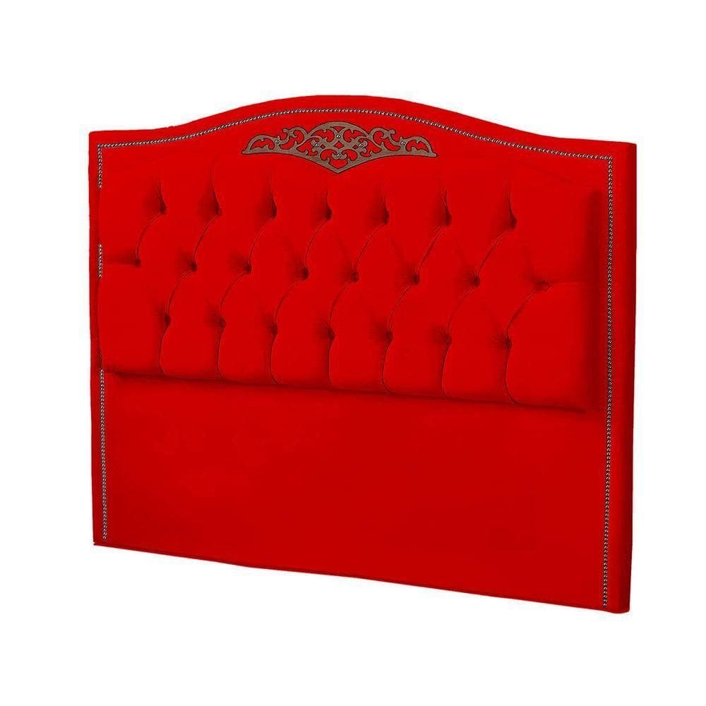 Cabeceira Casal Estofada Para Cama Box Maitê Veludo Cor Vermelho