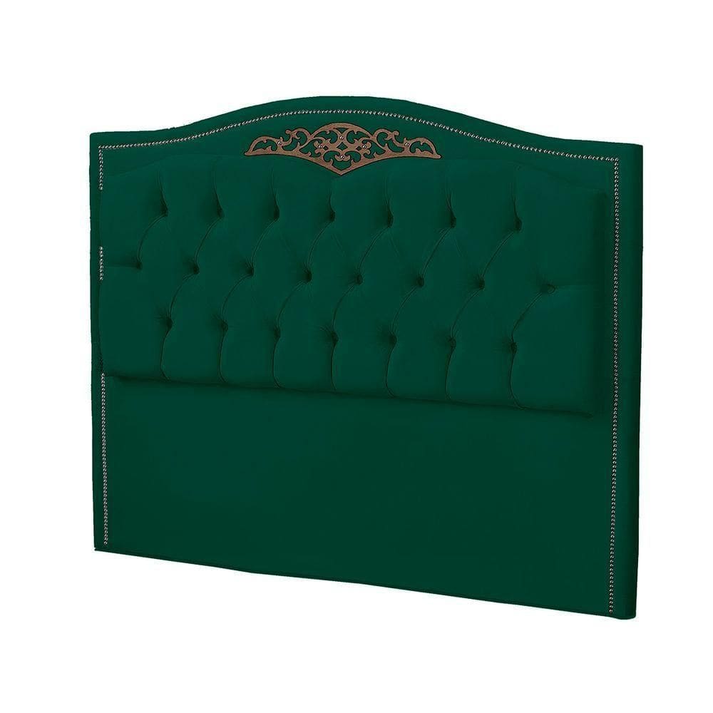 Cabeceira Casal Estofada Para Cama Box Maitê Veludo Cor Verde Esmeralda