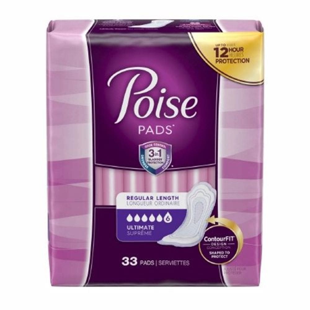 Almofada de controle da bexiga Poise 3-1/2 x 16 polegadas 33 unidades por Poise (pacote com 2)