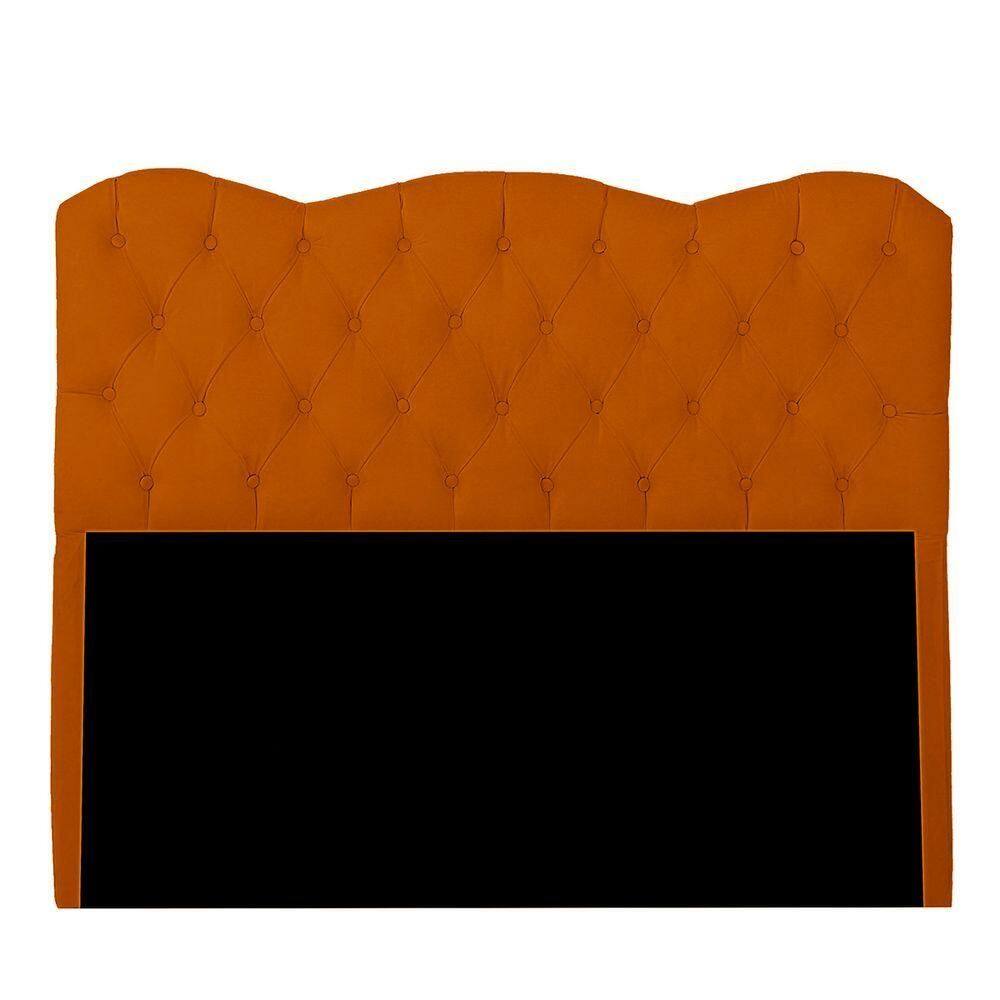 Cabeceira Casal Estofada Para Cama Box Verona Veludo Cor Terracota