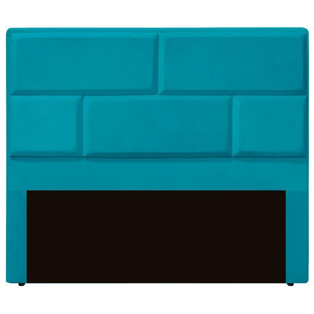 Cabeceira Casal Queen Estofada Para Cama Box Jade Veludo Cor Azul Claro