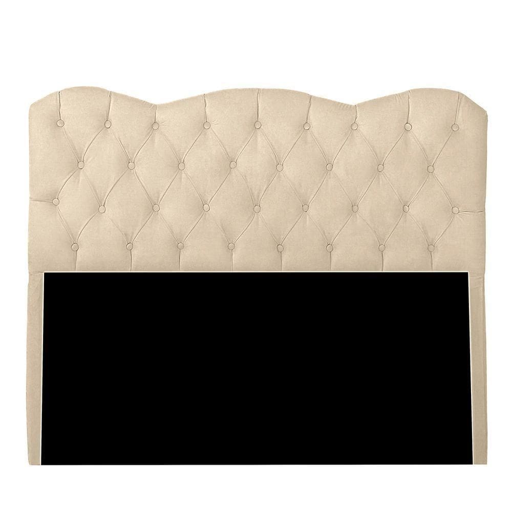 Cabeceira Casal Queen Estofada Para Cama Box Verona Veludo Bege