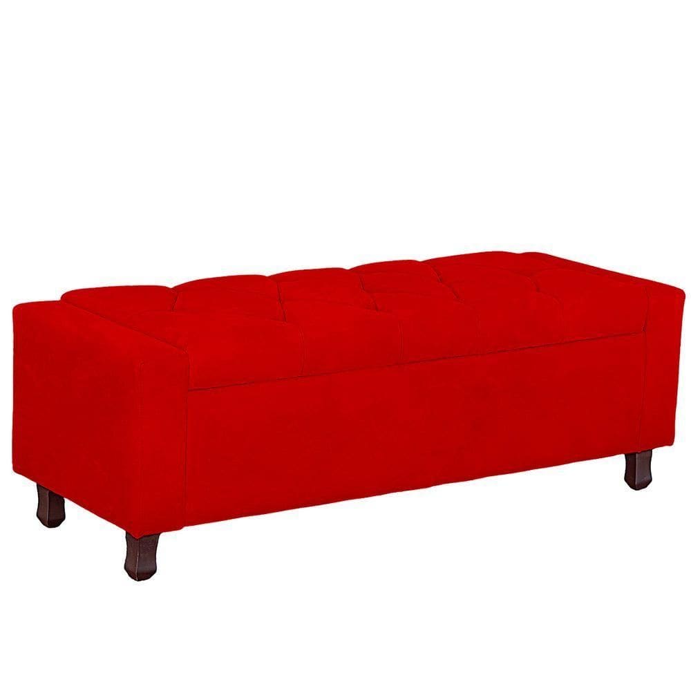 Calçadeira Baú Casal Queen Estofada Valencia Veludo Cor Vermelho
