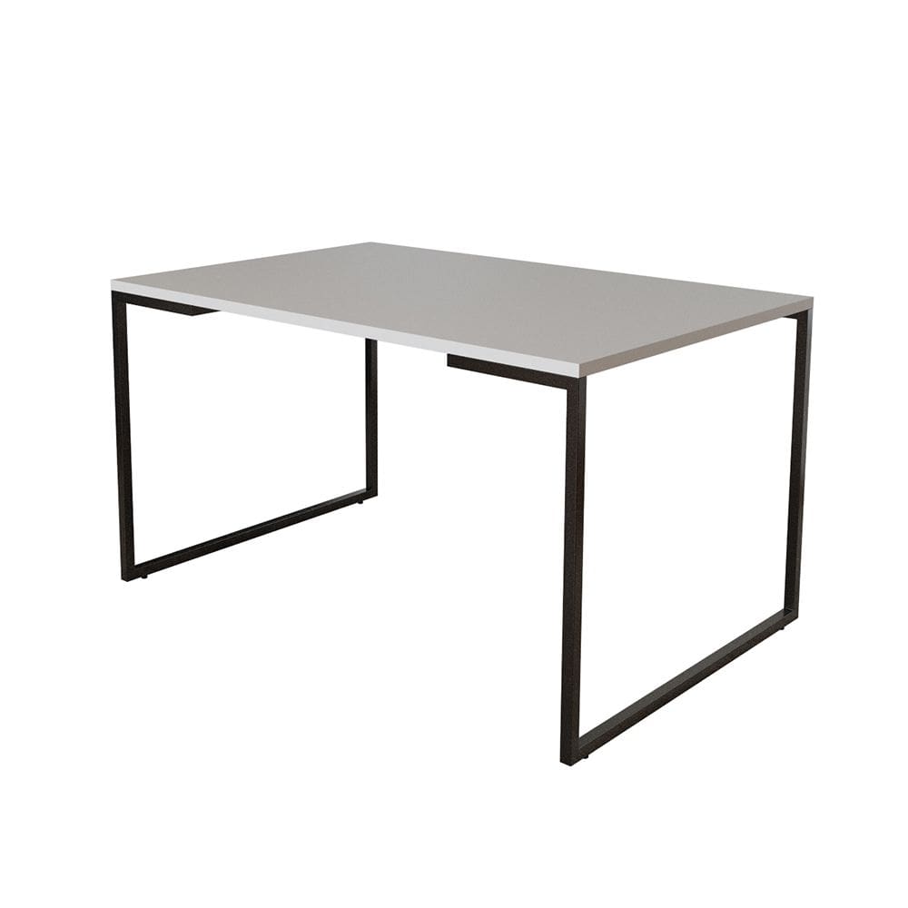 Mesa de Jantar Industrial Base Ferro Preto Tampo 137x90 Branco
