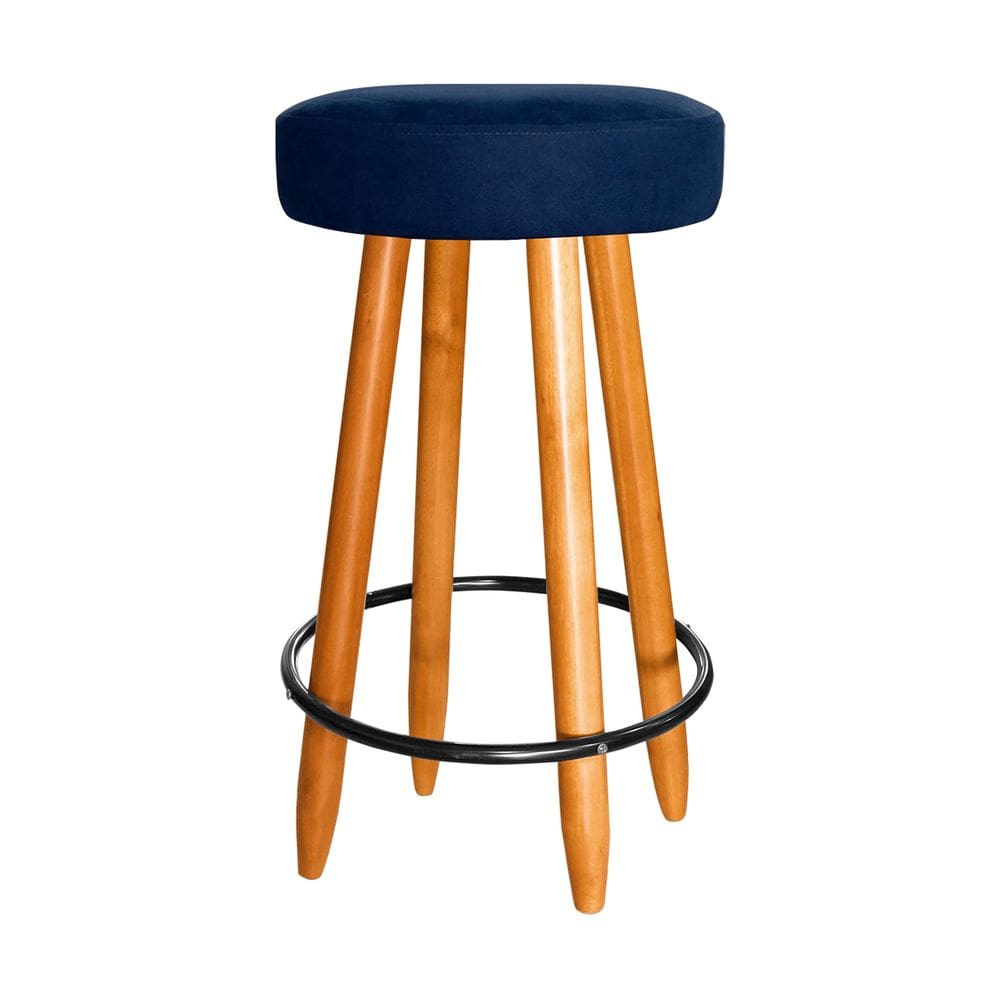 Banqueta Alta 60cm Madeira Cozinha Bancada Bar Balcão Azul