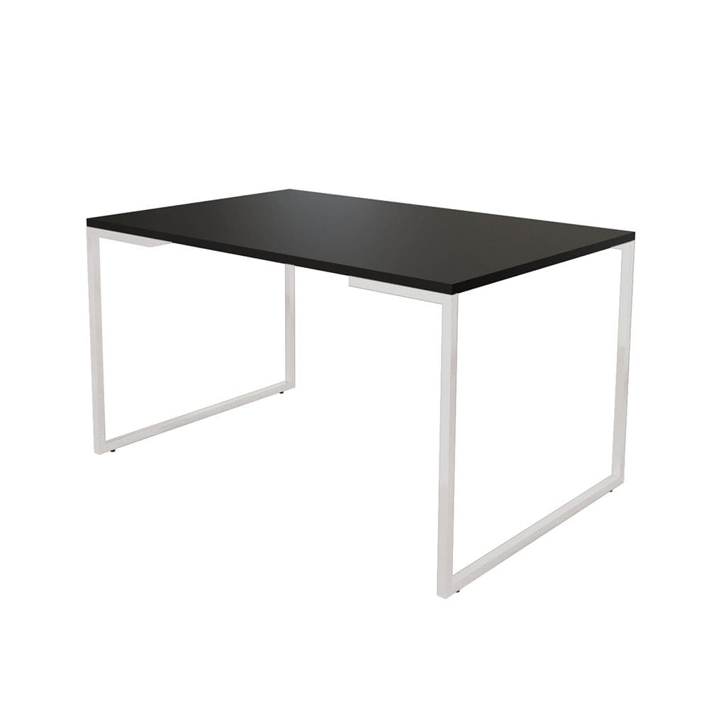 Mesa de Jantar Industrial Base Ferro Branco Tampo 137x90 Preto