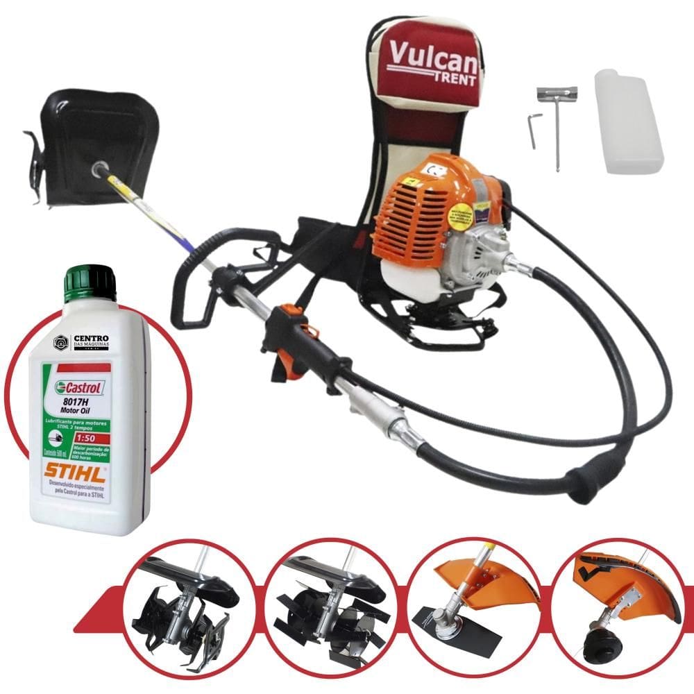Máquina de Cortar Grama Á Gasolina Costal Vulcan VRC430 43cc 1,7hp Alta Performance - Roçadeira Multifuncional 4 em 1 + ÓLEO STIHL 2T