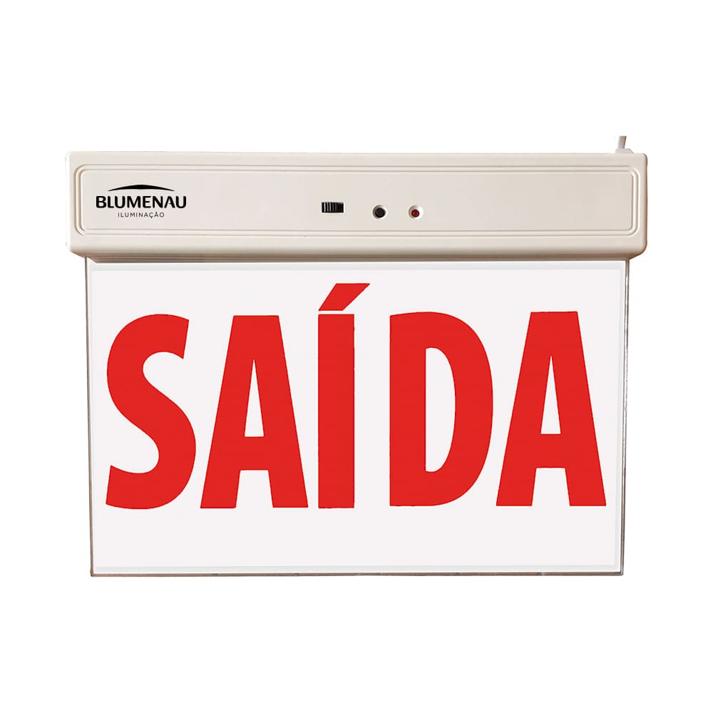 Placa de Saída Emergência Led Blumenau Face Única Bivolt Vermelho