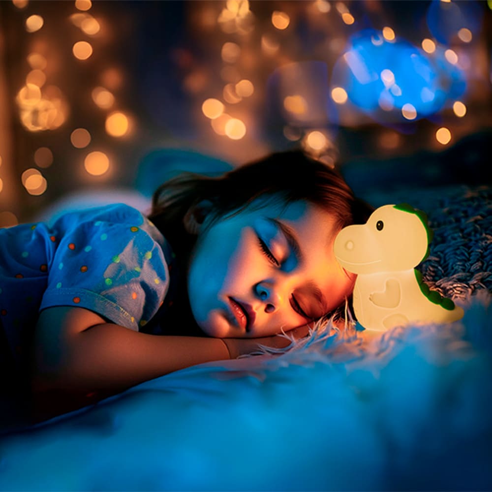 Luminária Abajur Taschibra Touch Soft Led Dino Rex RGB Recarregável