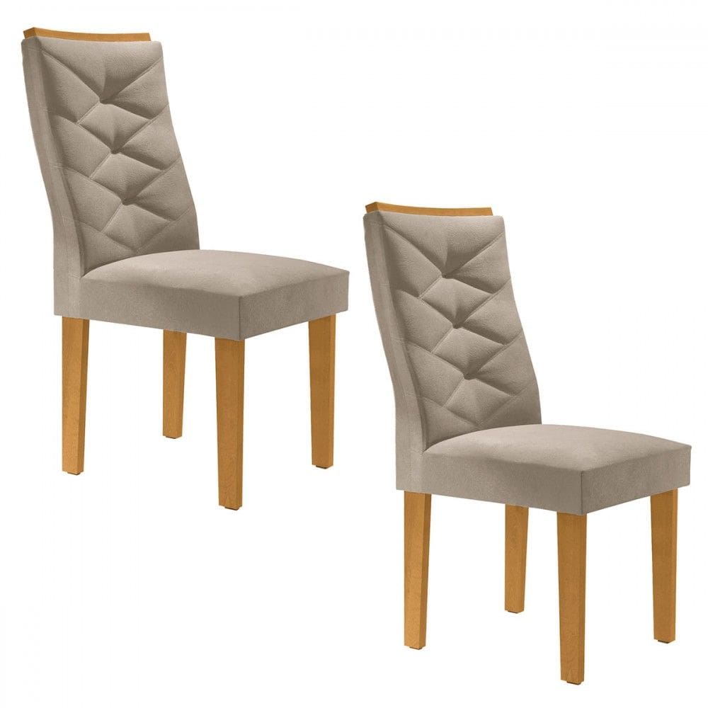 Cadeiras Kit 2 Cadeiras Estofadas Germany Cinamomo/ Bege - Cel Móveis