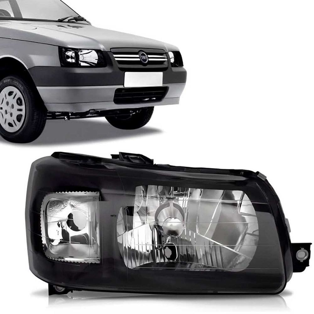 Farol Fiat Uno Fire Fiorino 2004-2013 Máscara Negra