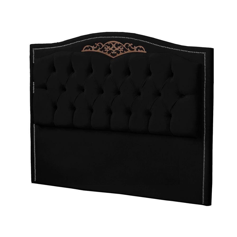 Cabeceira Casal Queen Estofada Para Cama Box Maitê Veludo Preto