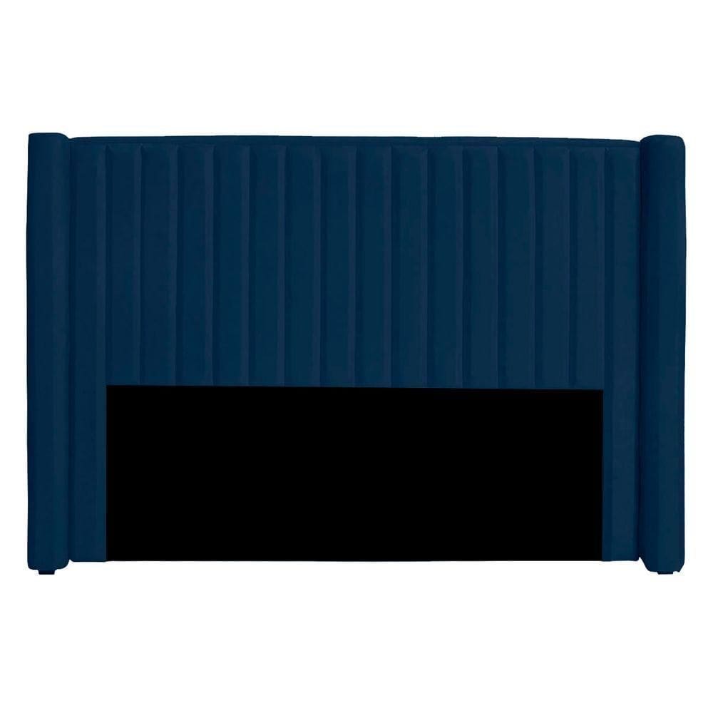 Cabeceira Casal Queen Size Estofada Para Cama Box Alicia Veludo Cor Azul Marinho