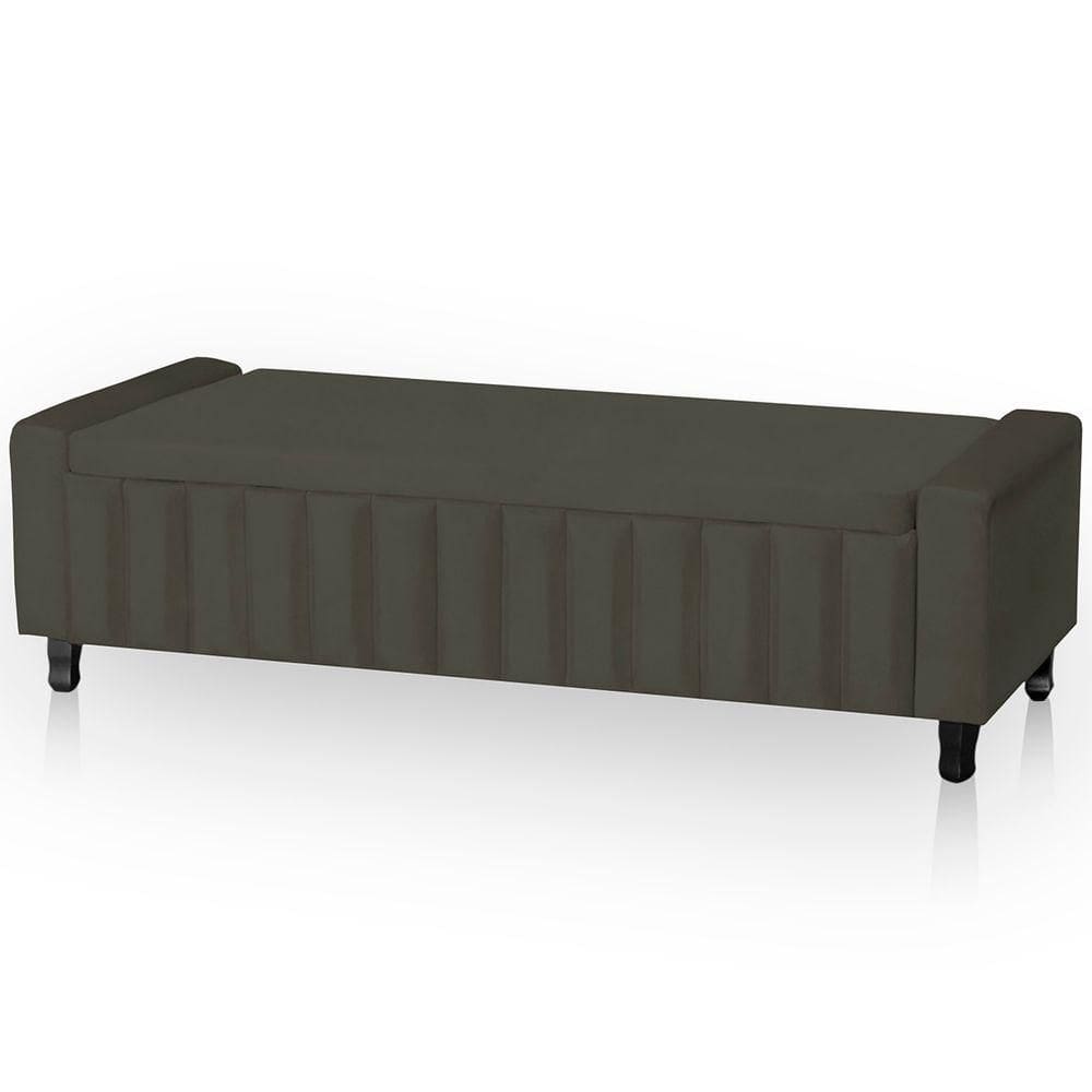 Calçadeira Baú Casal Estofada Alicia Veludo Cor Tabaco