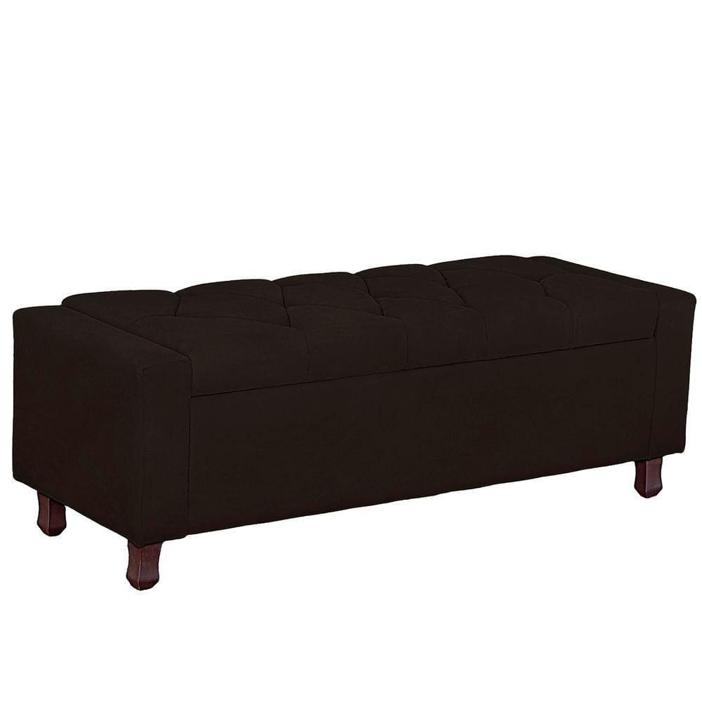 Calçadeira Baú Casal King Size Estofada Valencia Veludo Cor Marrom