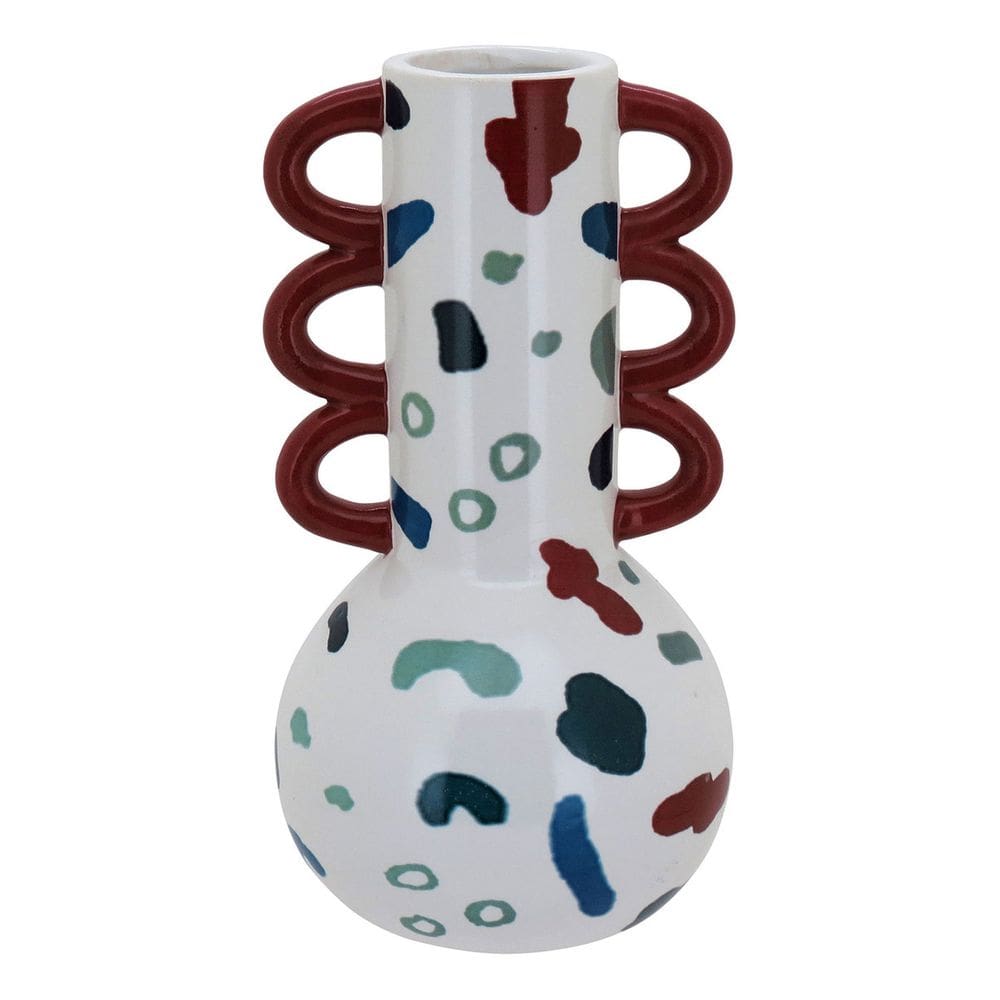 Vaso Decorativo Enfeite Casa Cerâmica 23x18x18cm Colorido