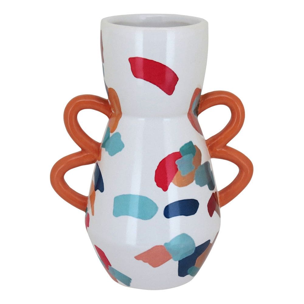 Vaso Decorativo Enfeite Casa Cerâmica 25x13x13cm Colorido