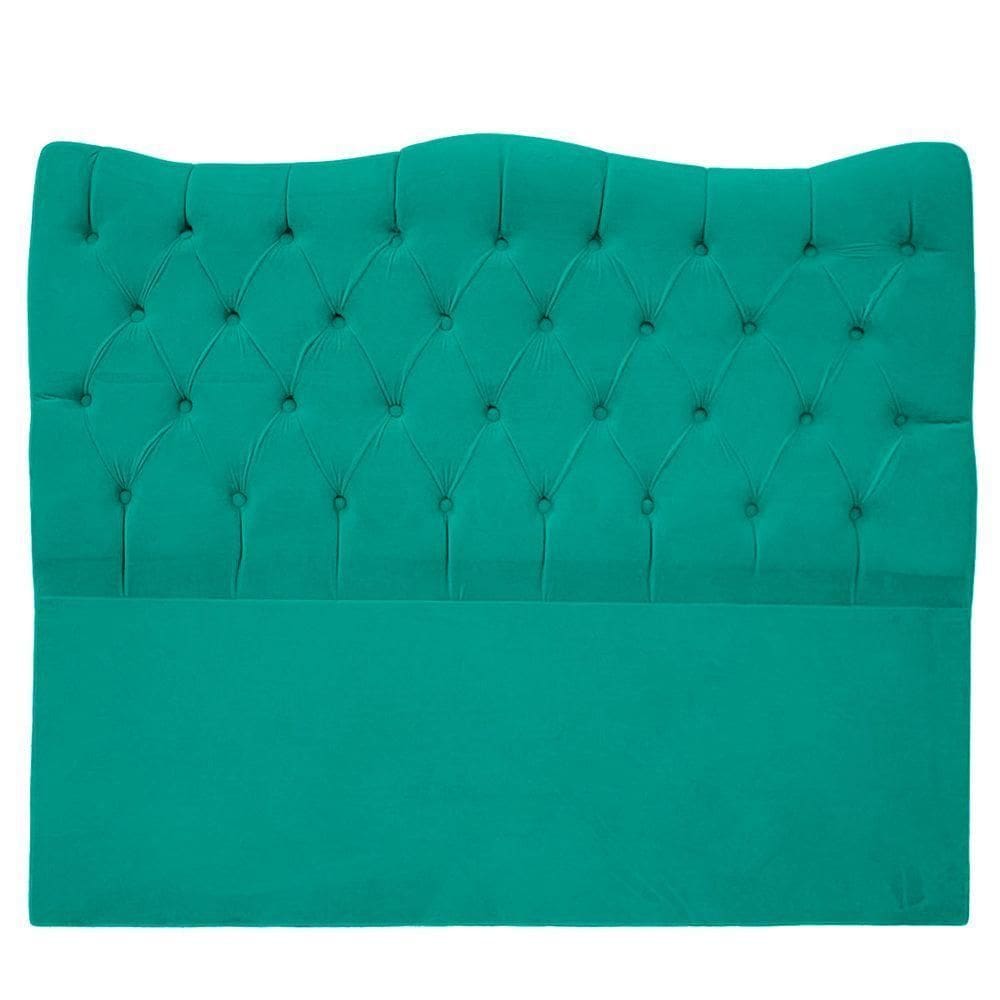 Cabeceira Casal Para Cama Box Estofada Dunas Veludo Cor Azul Claro