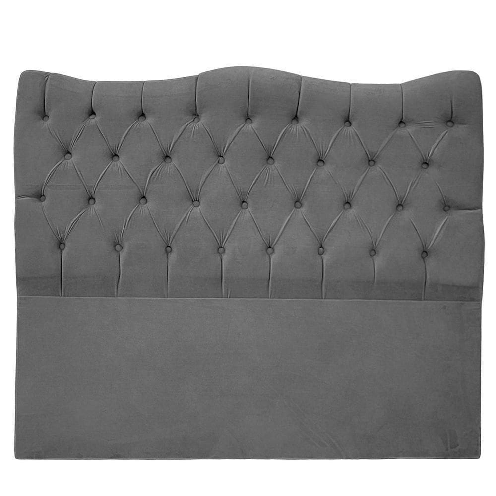 Cabeceira Casal Para Cama Box Estofada Dunas Veludo Cor Cinza Chumbo