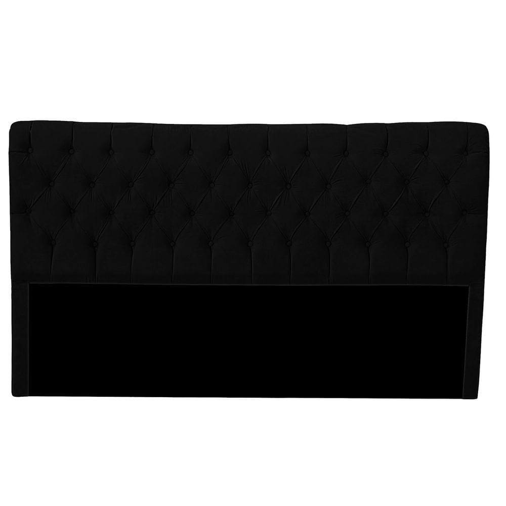 Cabeceira Casal Queen Estofada Para Cama Box Glass Veludo Cor Preto