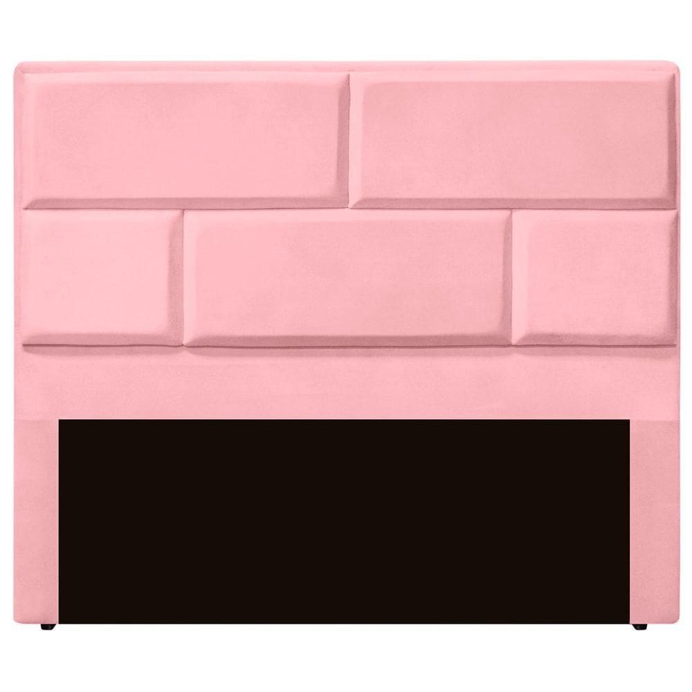 Cabeceira Casal Queen Estofada Para Cama Box Jade Veludo Cor Rosa Bebe