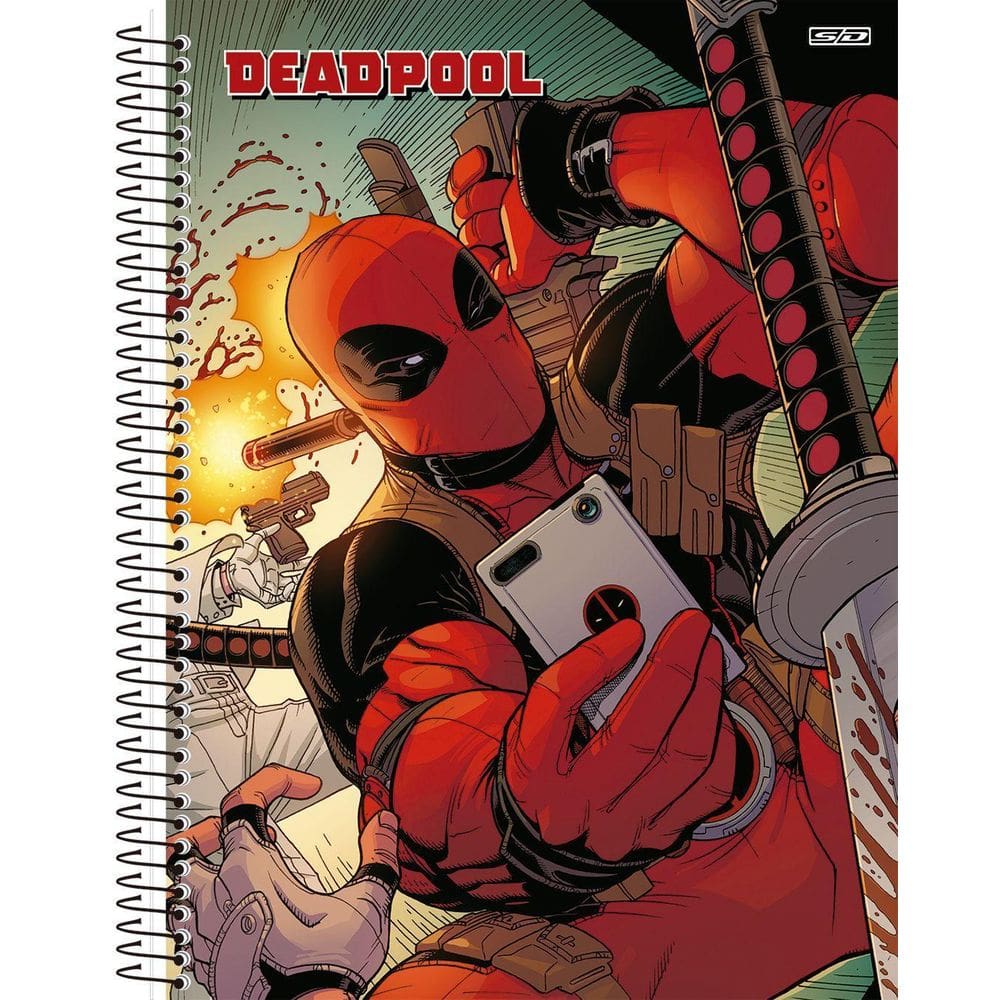 Caderno Deadpool Universitário 10 Matérias Capa Dura Escolar