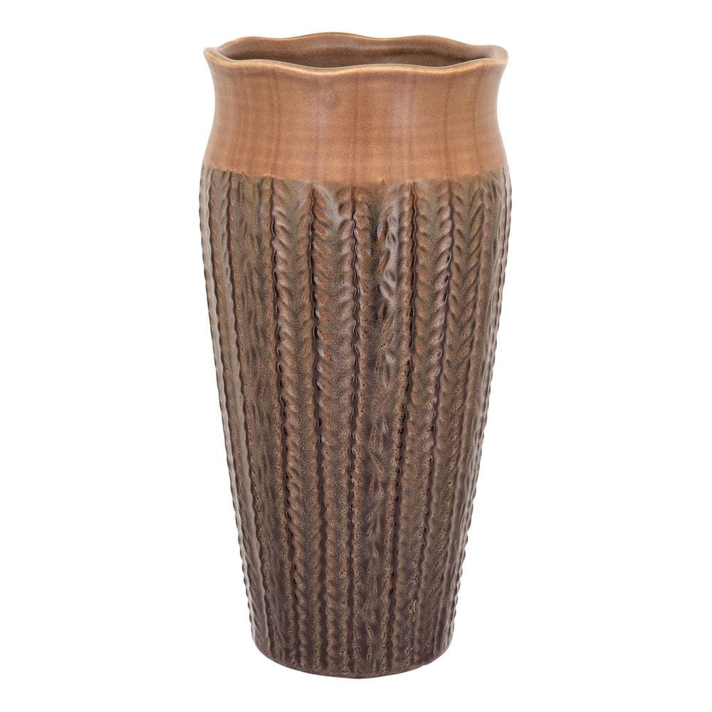 Vaso Decorativo Enfeite Casa Cerâmica 33x16x16cm Marrom