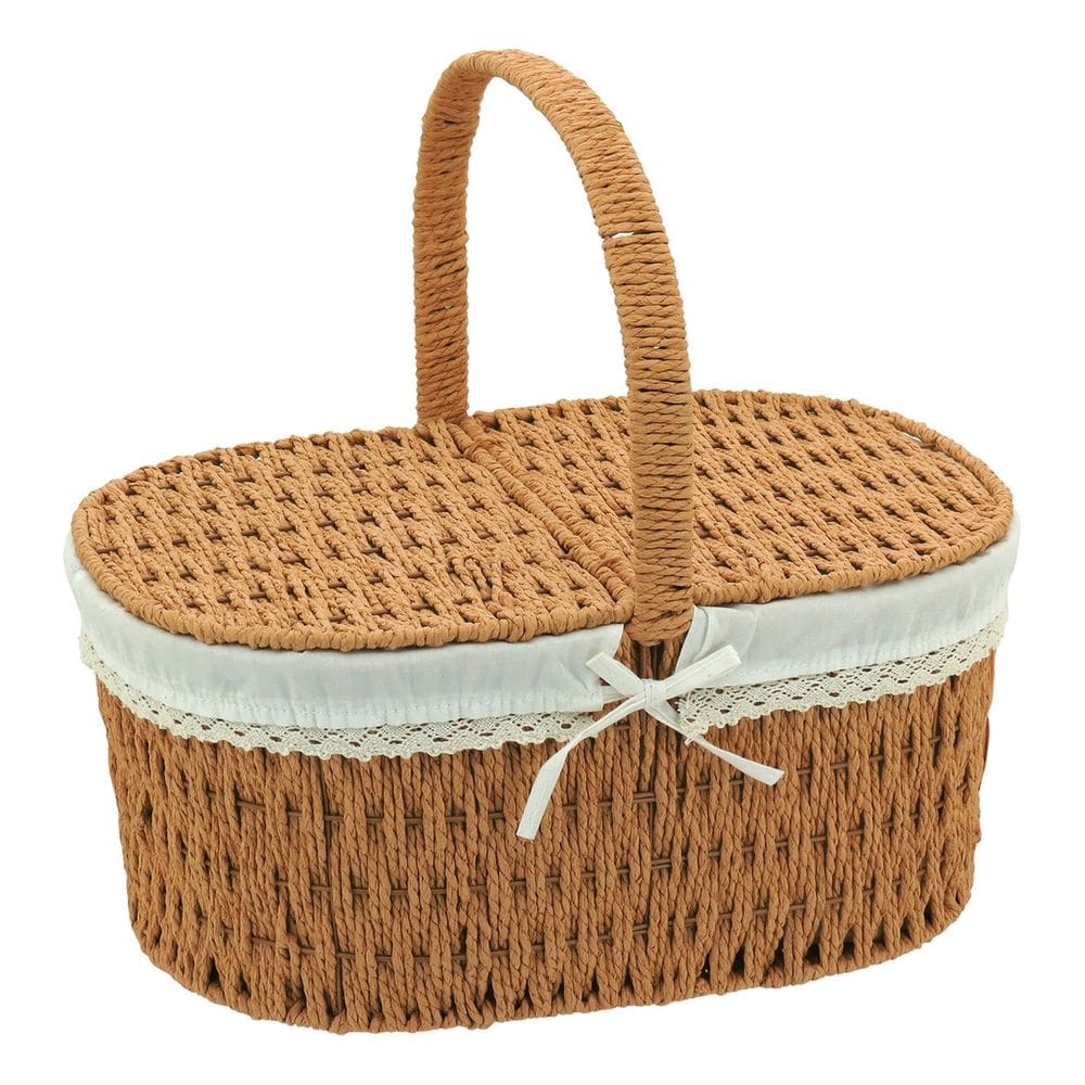 Cesta Decorativa Organizadora Piquenique Fibra 38x40x19cm