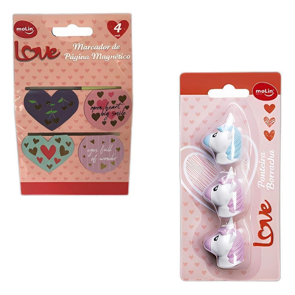 Marcador De Página Magnético + 3 Borrachas Unicornio Molin
