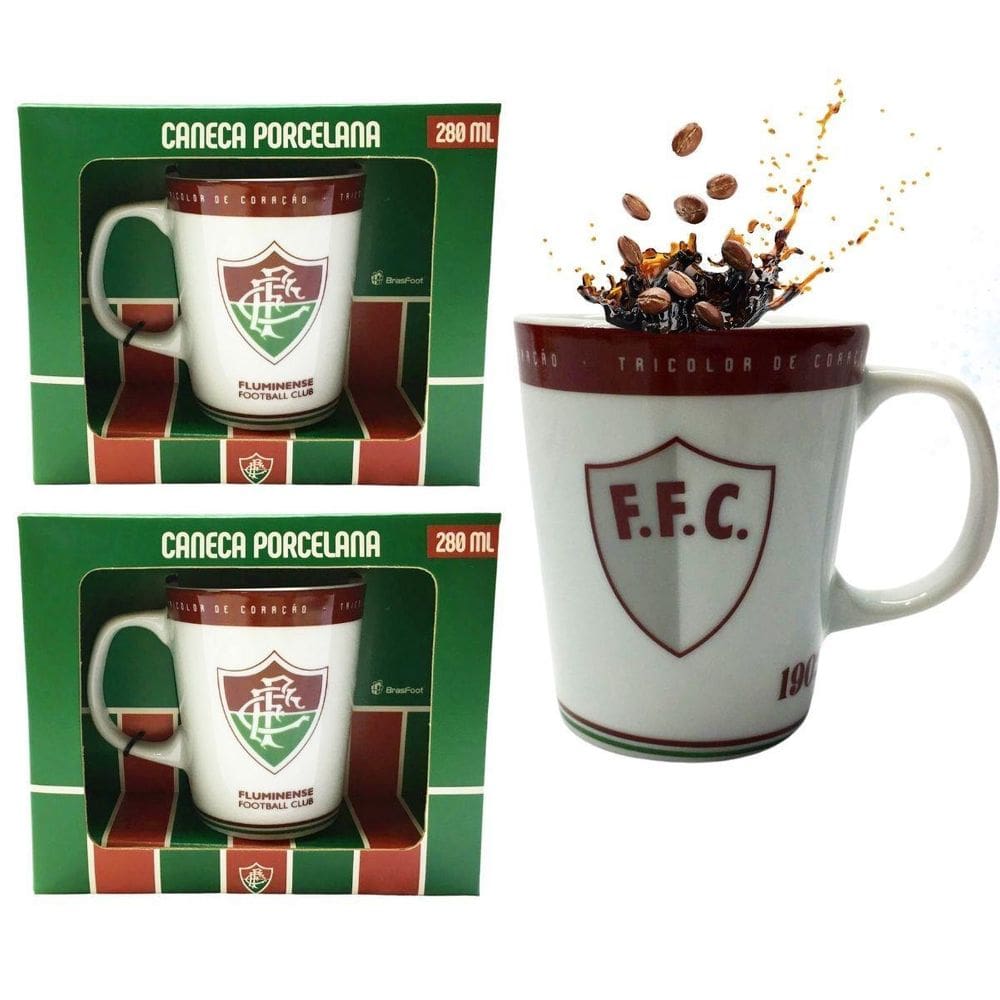 Kit 2Un Caneca Xicara Branca Porcelana Premium 300Ml Café