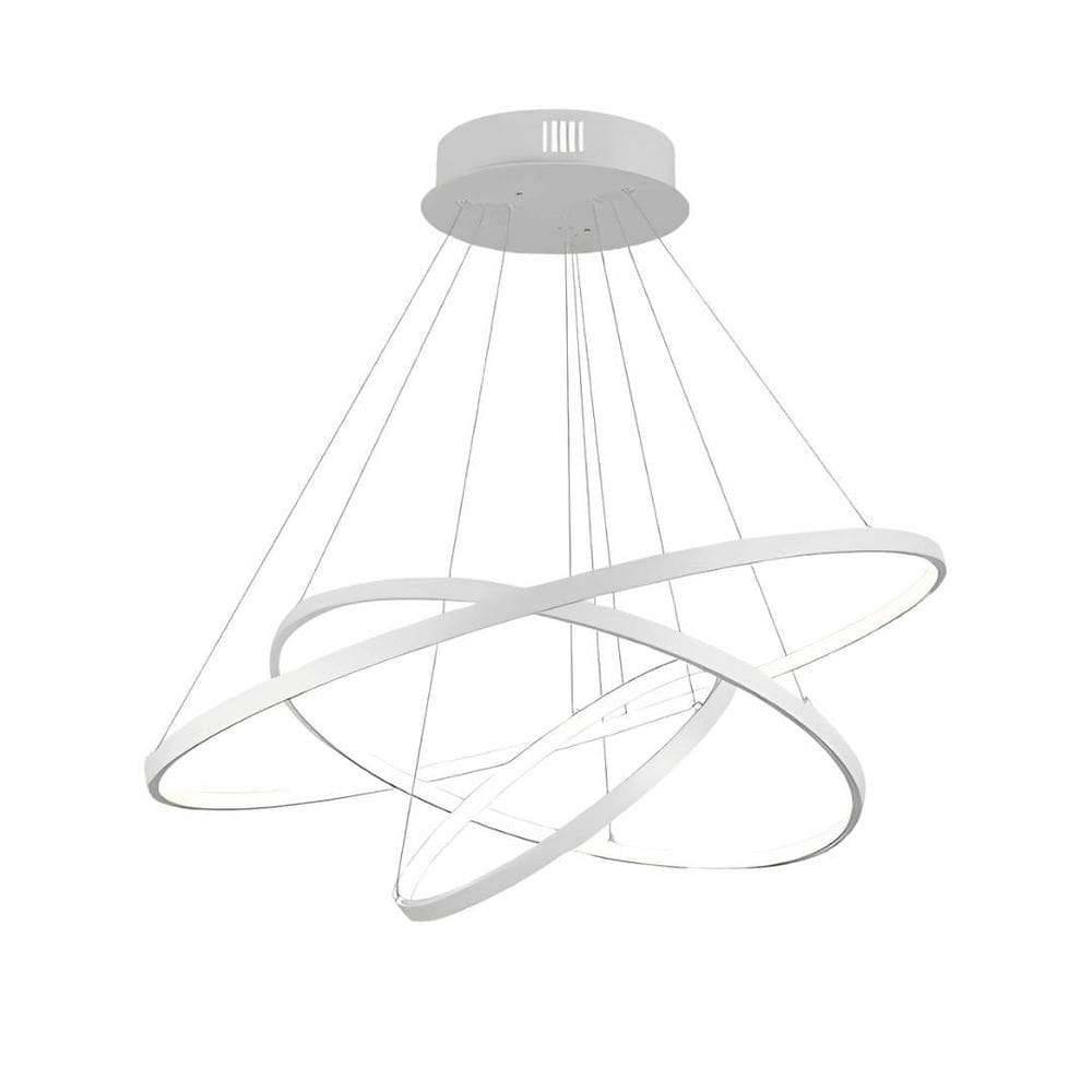 Lustre Led Pendente Moderno 3 Arcos Anéis 60Cm - Branco