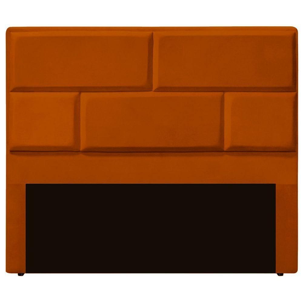 Cabeceira Casal Estofada Para Cama Box Jade Veludo Cor Terracota