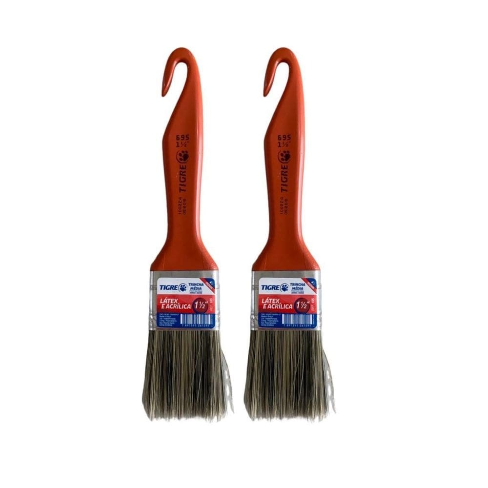 Kit 2 Trincha Pincel Pintura Látex Acrílica 1.1/2`` Tigre