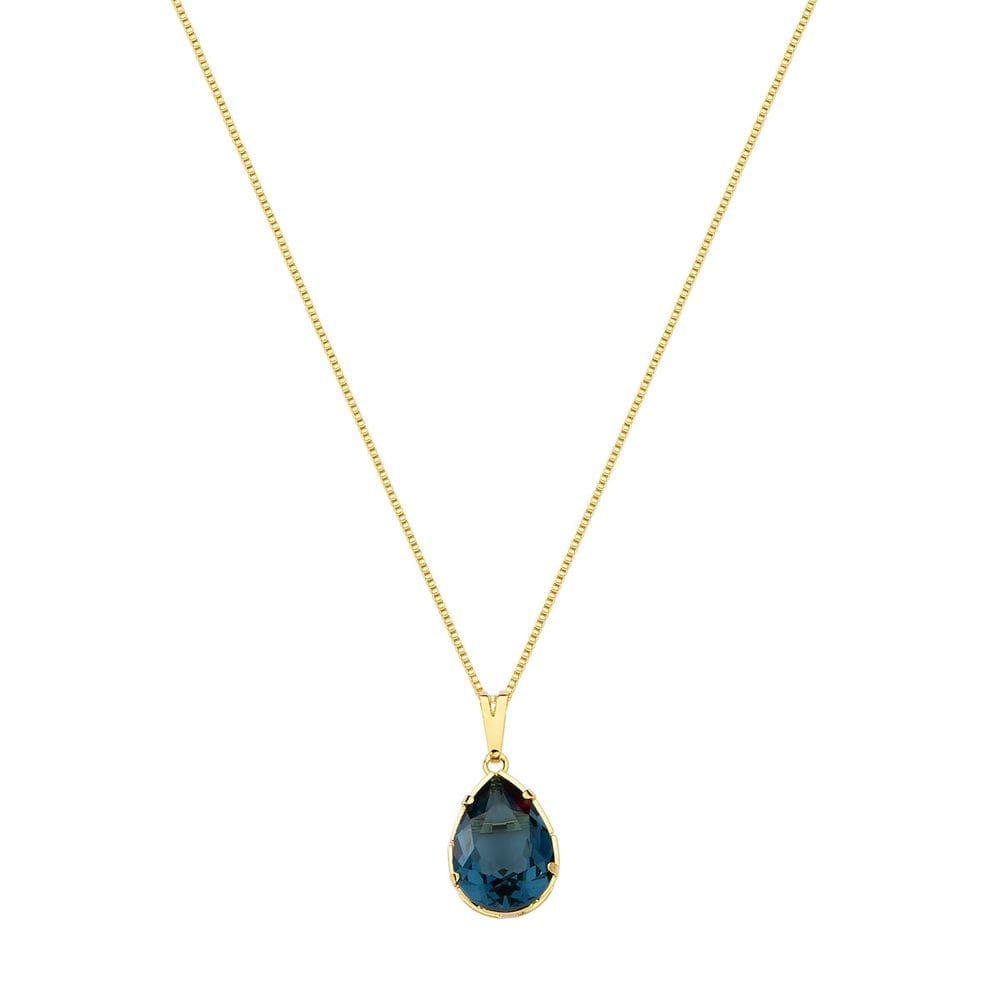 Colar Drop Blue Revestido em Ouro