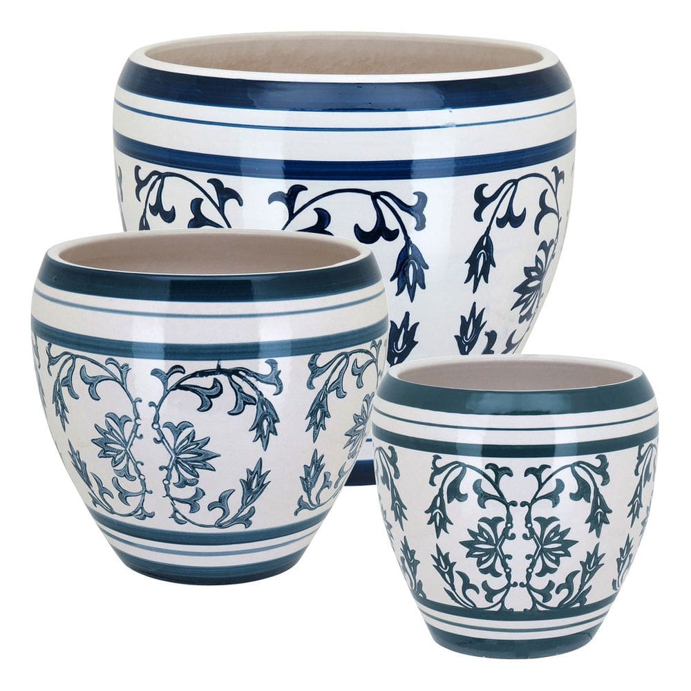 Jg 3Pç Cachepô Cerâmica Colorido Vaso Decorativo Planta