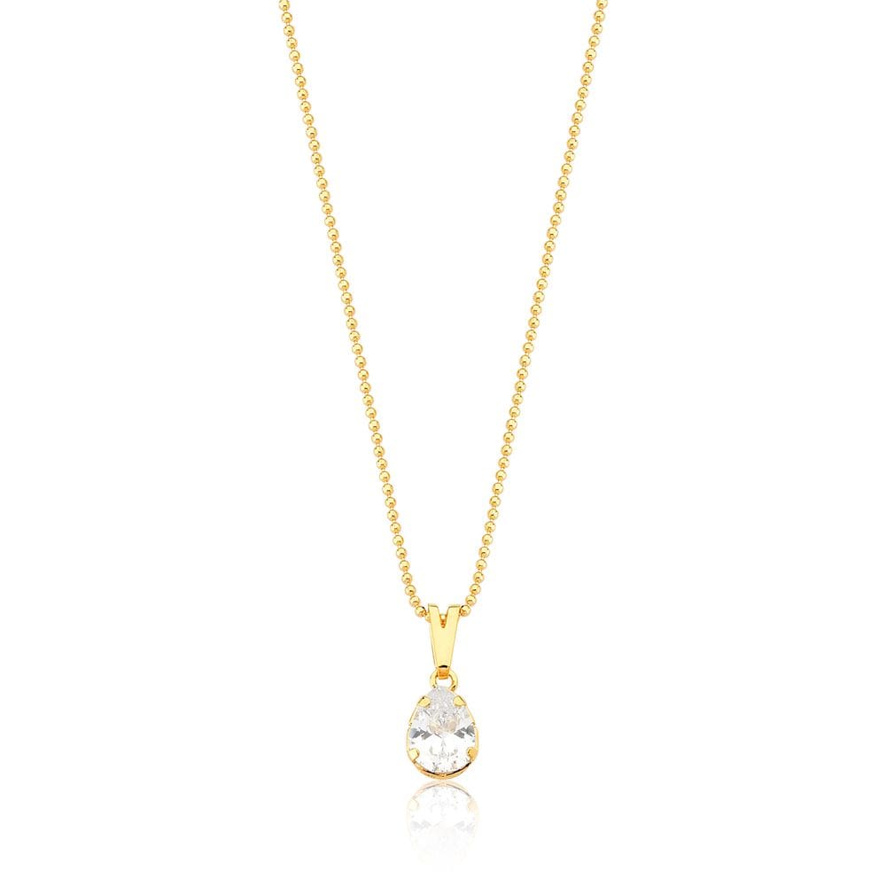 Colar Drop Crystal Revestido em Ouro