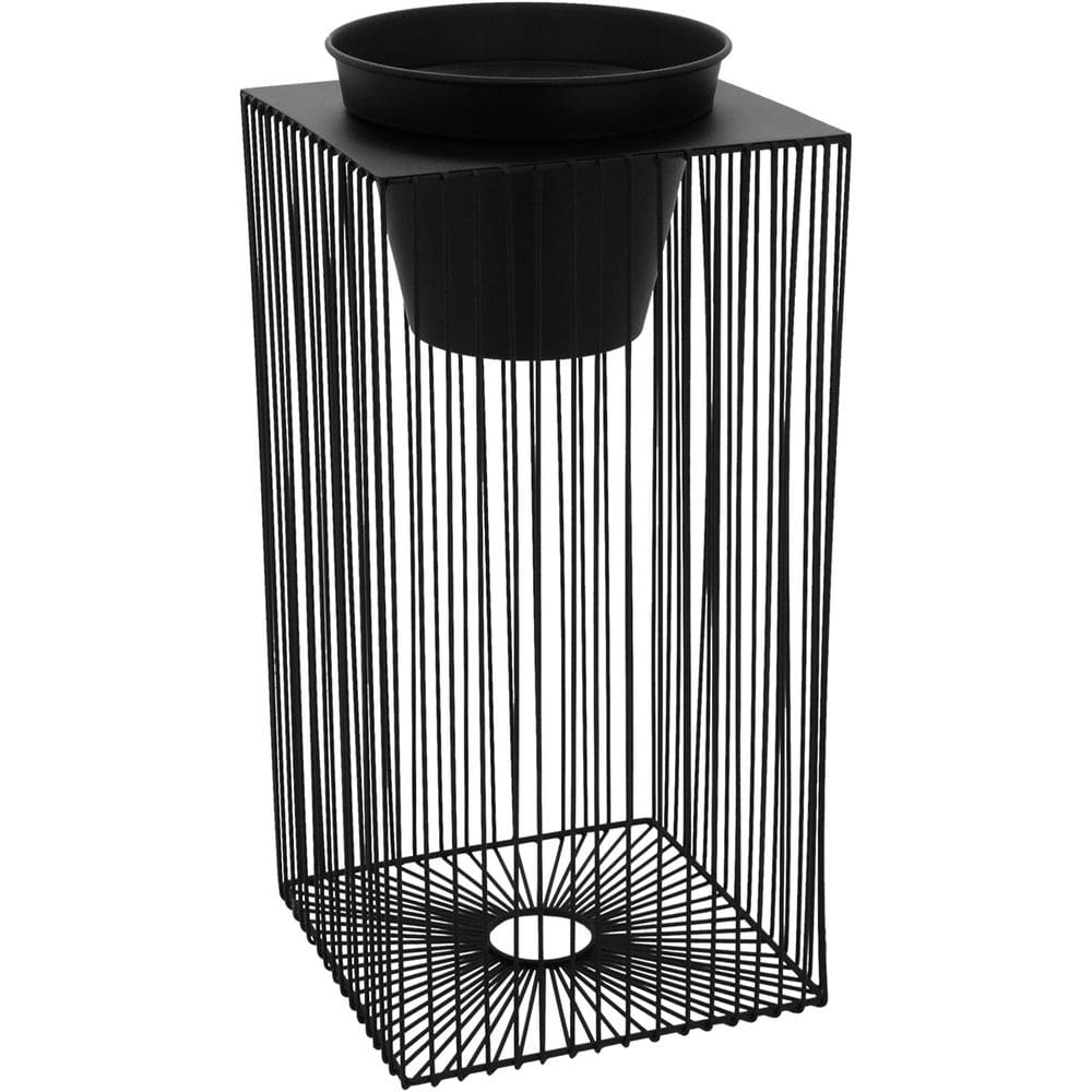 CACHEPÔ METAL 53x25x25cm PRETO VASO DECORATIVO PLANTA