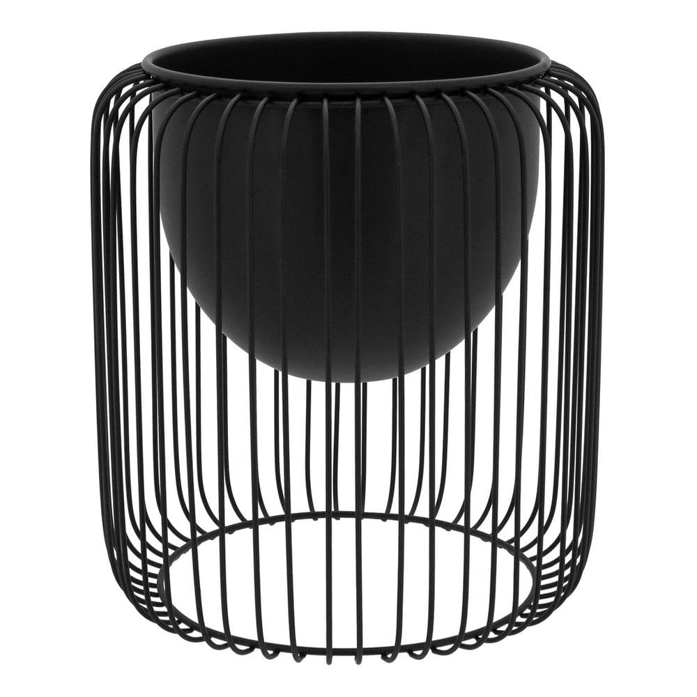 CACHEPÔ METAL 28x26x26cm PRETO VASO DECORATIVO PLANTA