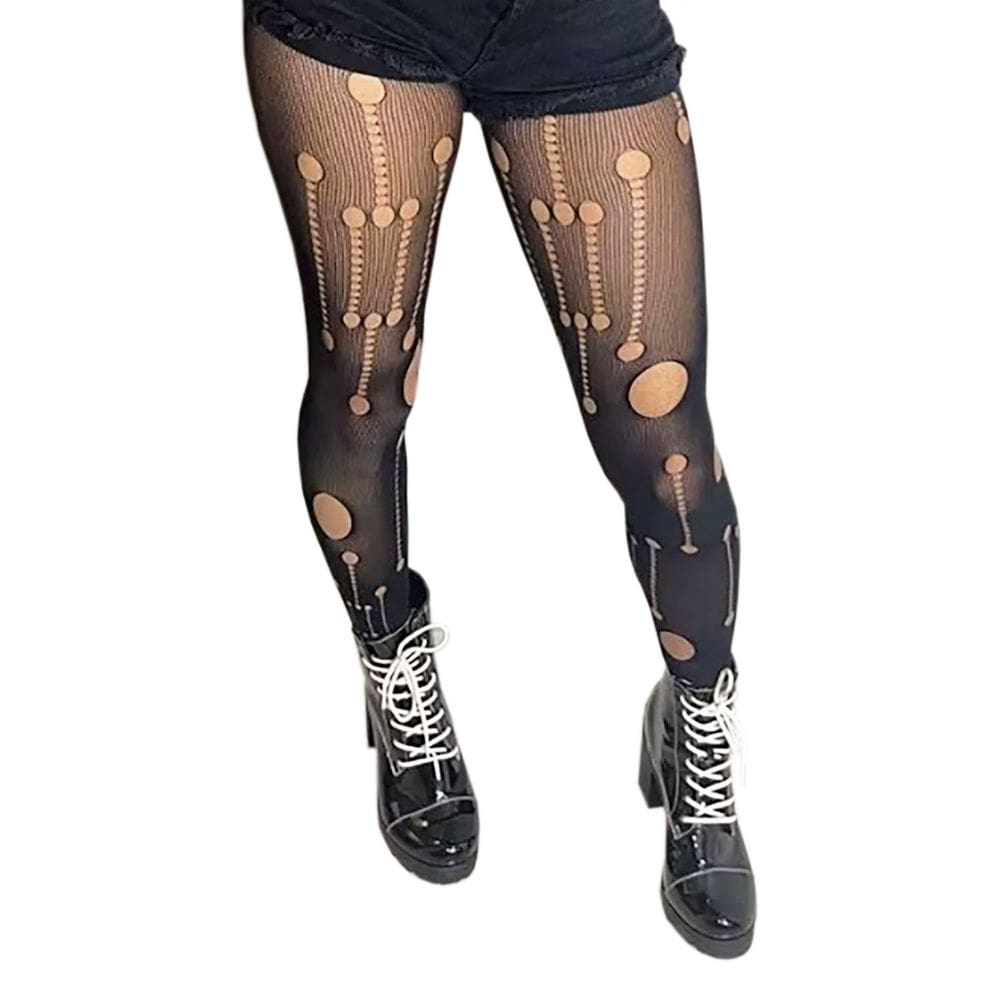 Meia Calça Arrastão Furada Rasgada com Buraco - Retrô Gótico Punk Rock Halloween
