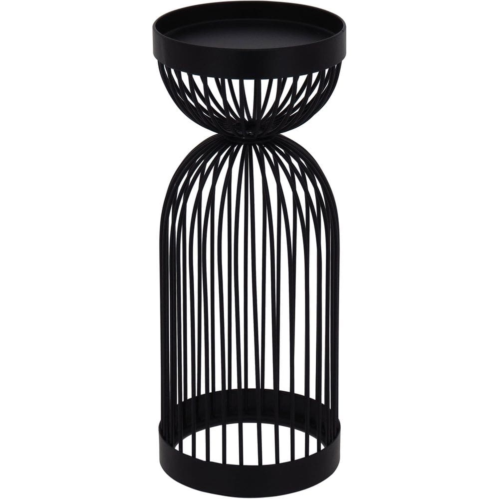 CASTIÇAL METAL 26x10x10cm PRETO DECORATIVO PORTA VELA