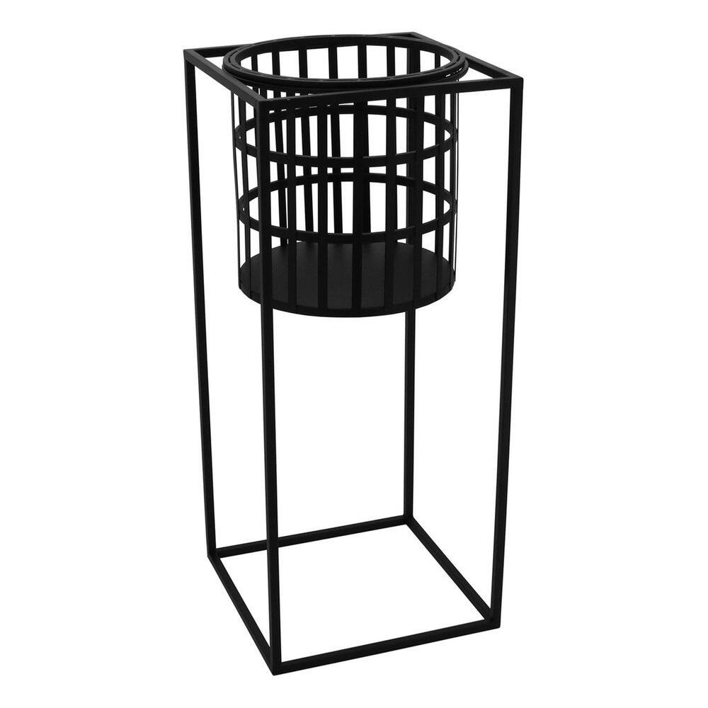 CACHEPÔ METAL 65x28x28cm PRETO VASO DECORATIVO PLANTA