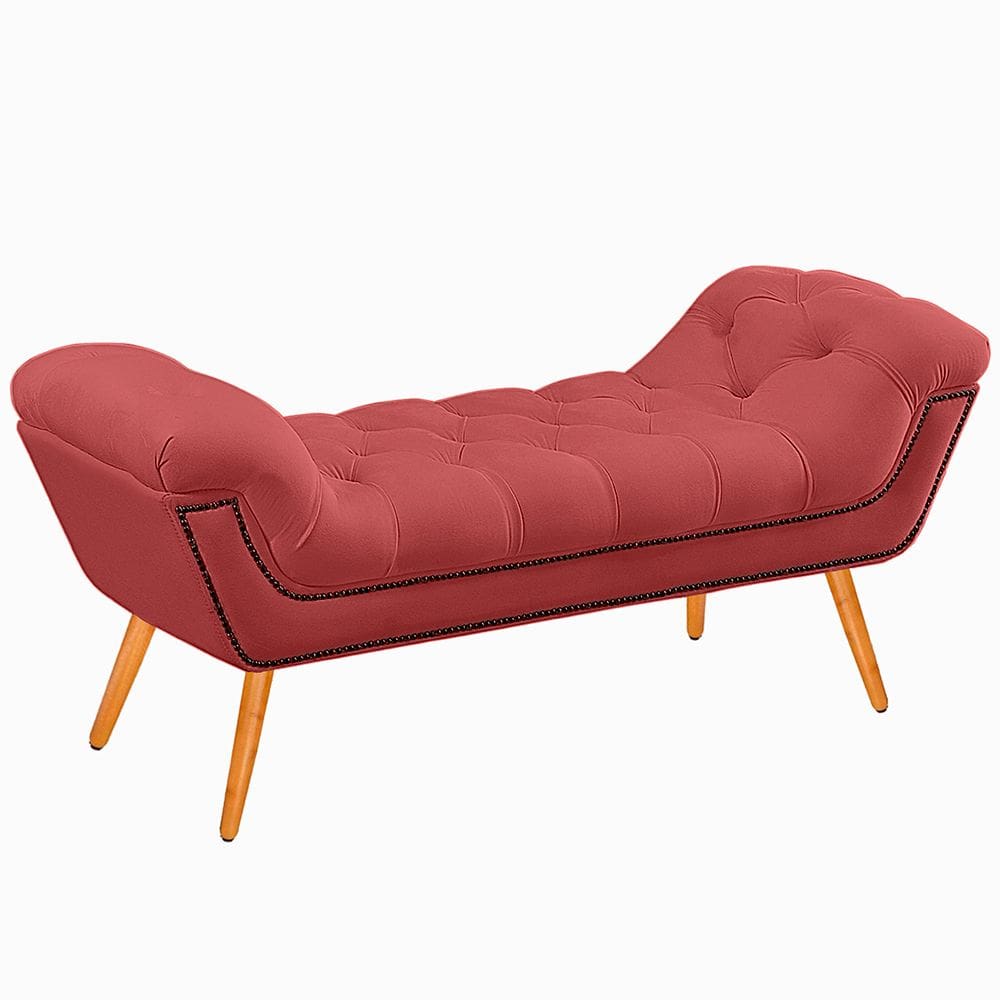 Recamier Calçadeira Solteiro 90cm Ayla Veludo Rosê - Montanaris Decor